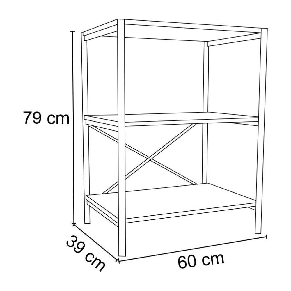 Kit 2 Sapateiras Multiuso Hall De Entrada 60Cm 3 Prateleiras Padova Demolição/Preto - Artefamol - 2