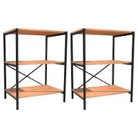 Kit 2 Sapateiras Multiuso Hall De Entrada 60Cm 3 Prateleiras Padova Demolição/Preto - Artefamol - 1