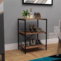 Kit 2 Sapateiras Multiuso Hall De Entrada 60Cm 3 Prateleiras Padova Demolição/Preto - Artefamol - 4