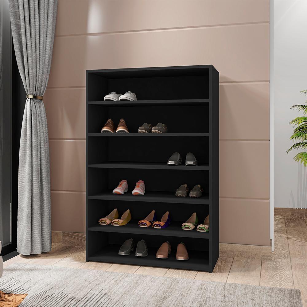 Armario Multiuso Sapateira 5 Prateleiras Lais Preto Reajl Preto - 1