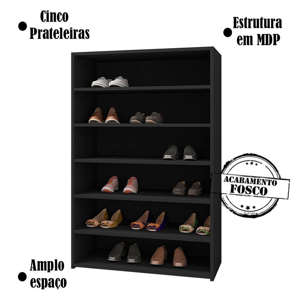 Armario Multiuso Sapateira 5 Prateleiras Lais Preto Reajl Preto - 3