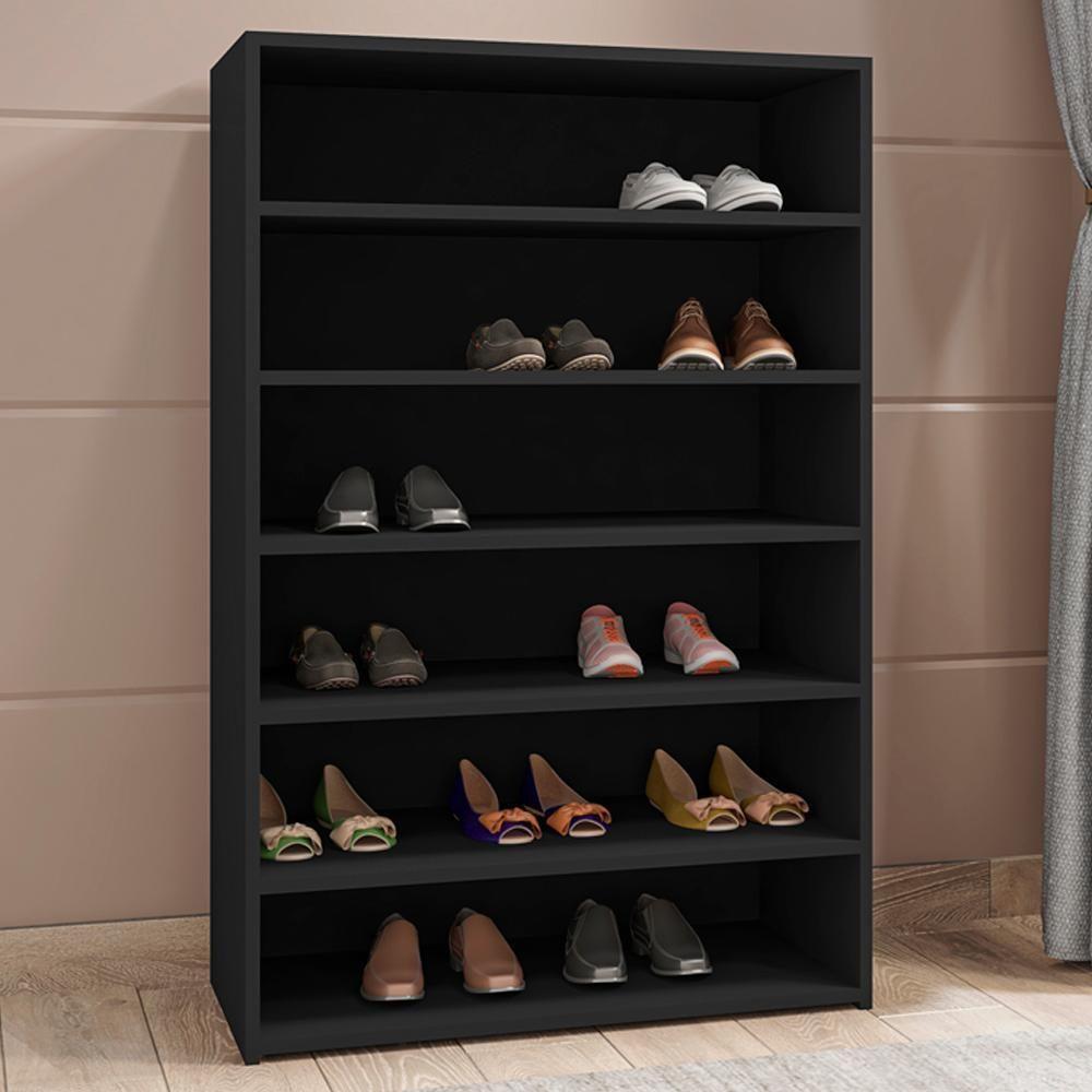 Armario Multiuso Sapateira 5 Prateleiras Lais Preto Reajl Preto - 4