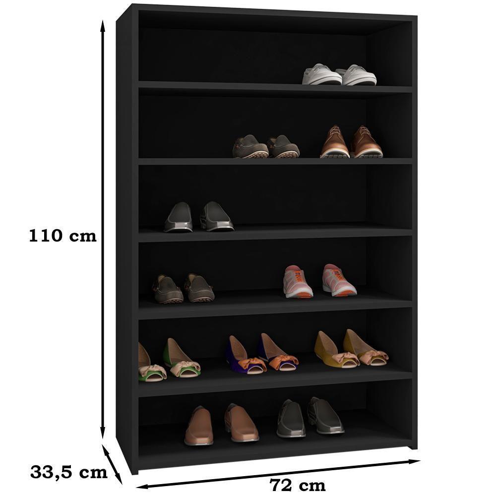 Armario Multiuso Sapateira 5 Prateleiras Lais Preto Reajl Preto - 5