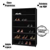 Armario Multiuso Sapateira 5 Prateleiras Lais Preto Reajl Preto - 3