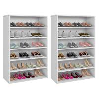 Kit 02 Armários Multiuso Sapateira 5 Prateleiras Branco - 1