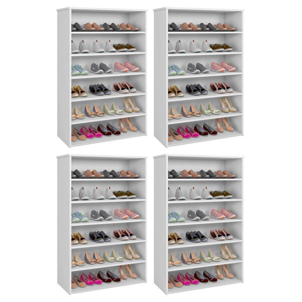 Kit 04 Armários Multiuso Sapateira 5 Prateleiras Branco - 1