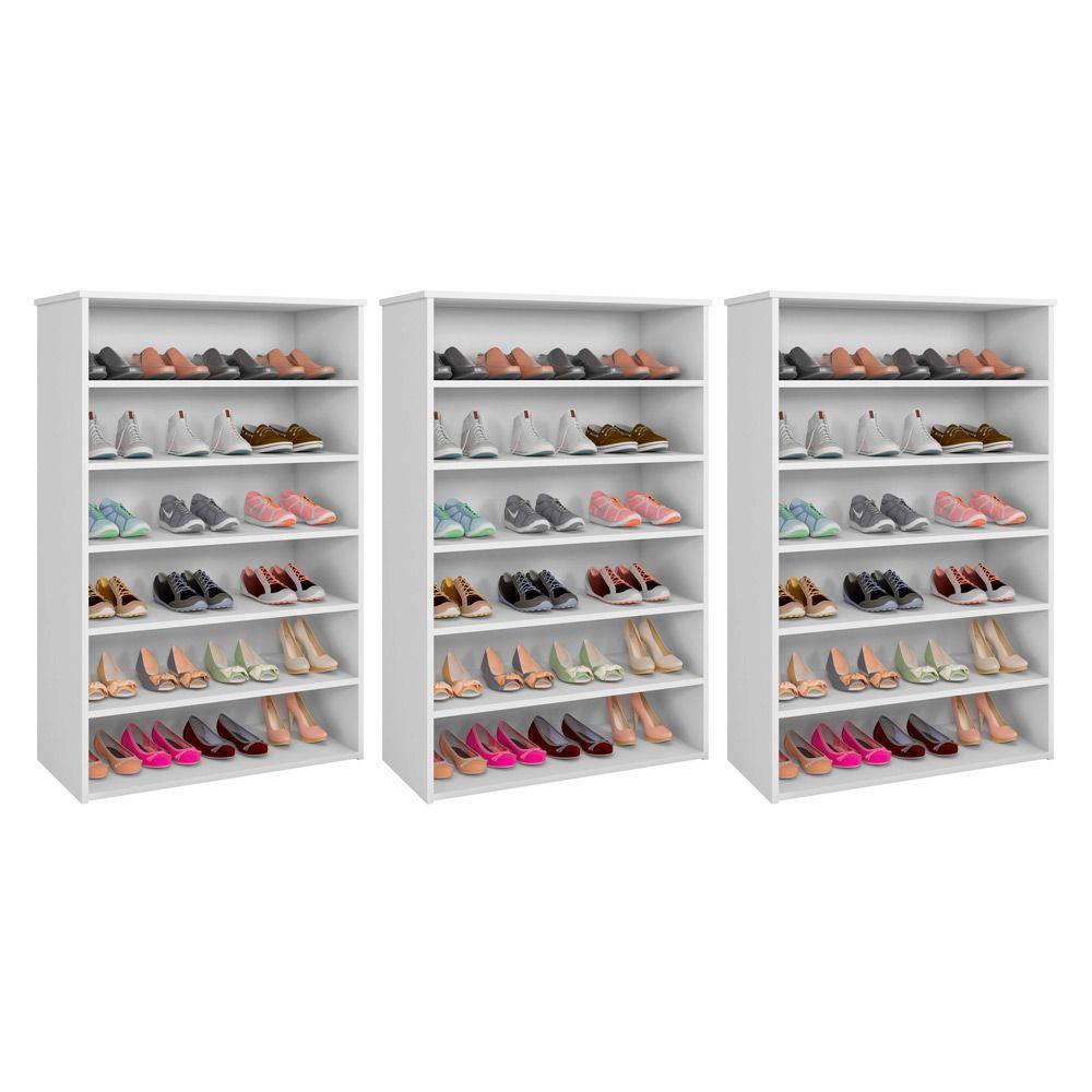 Kit 03 Armários Multi Sapateira 5 Prateleiras Branco - 1