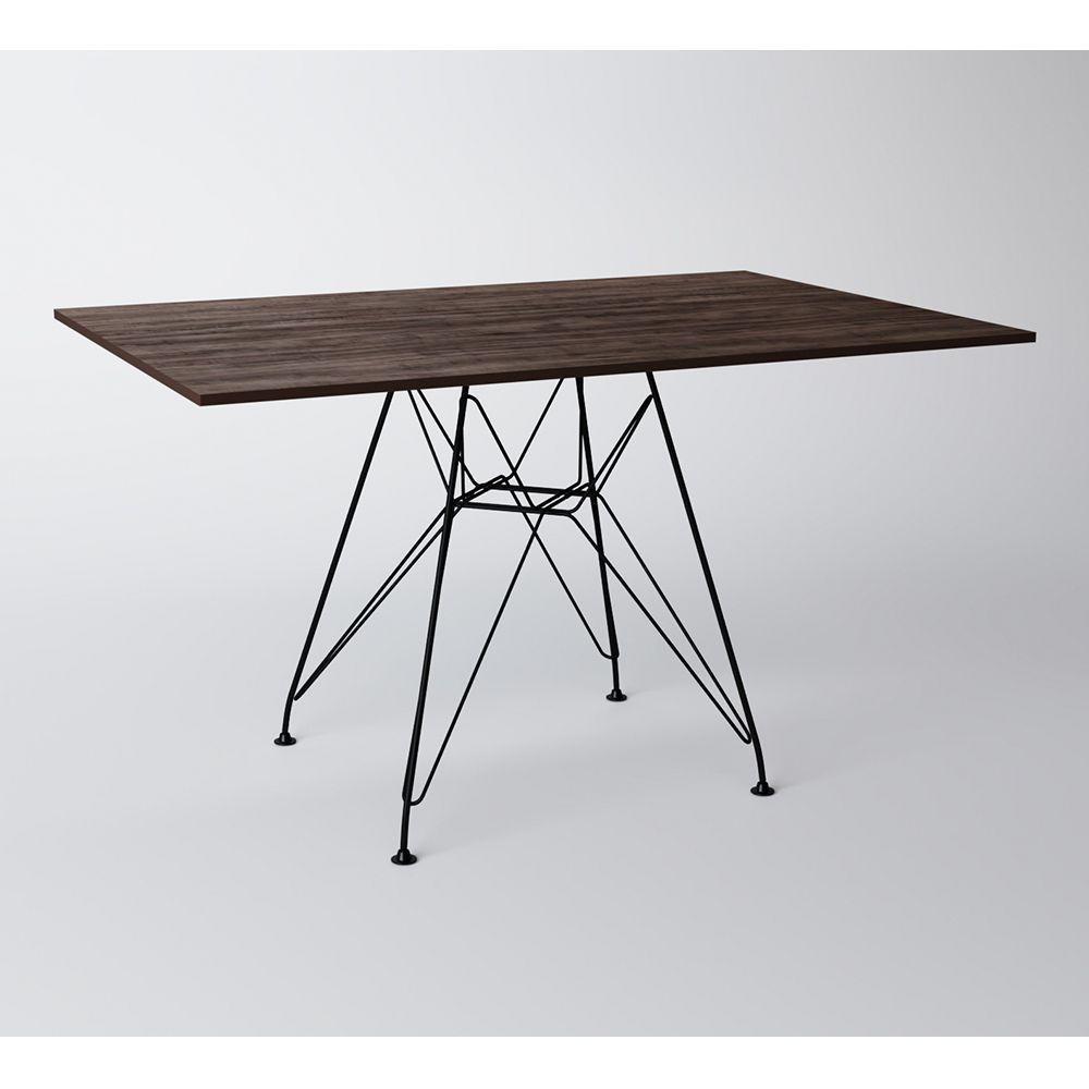 Conjunto De Mesa De Ferro Preto Tampo Amêndoa 120X75 4 Cadeiras Ferro Preta Assento Pre - 4