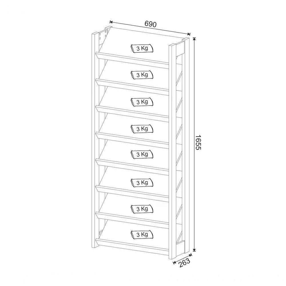 Sapateira Multiuso Closet 8 Prateleiras Az1006 Preto Nogal - 6