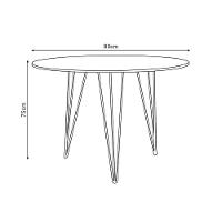 Mesa Jantar Redonda 90Cm Amêndoa Clips 3 Pés Com 4 Poltronas Pretas Base Cobre Marrom - 3