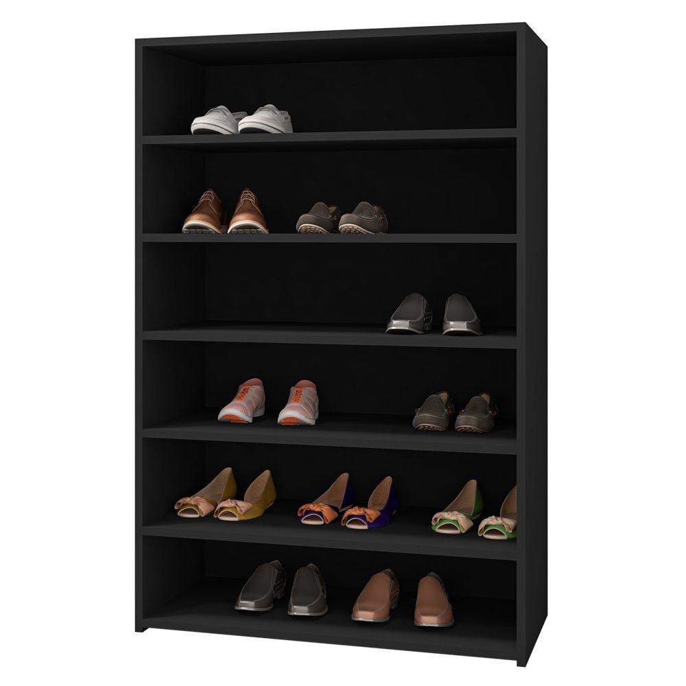 Kit 03 Armários Multiuso Sapateira Laís 5 Prateleiras Preto - 3