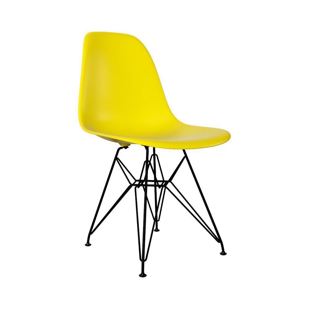 Conjunto De Mesa De Ferro Preto Tampo Branco 135X75 6 Cadeiras Preta Assento Amarelo - 5