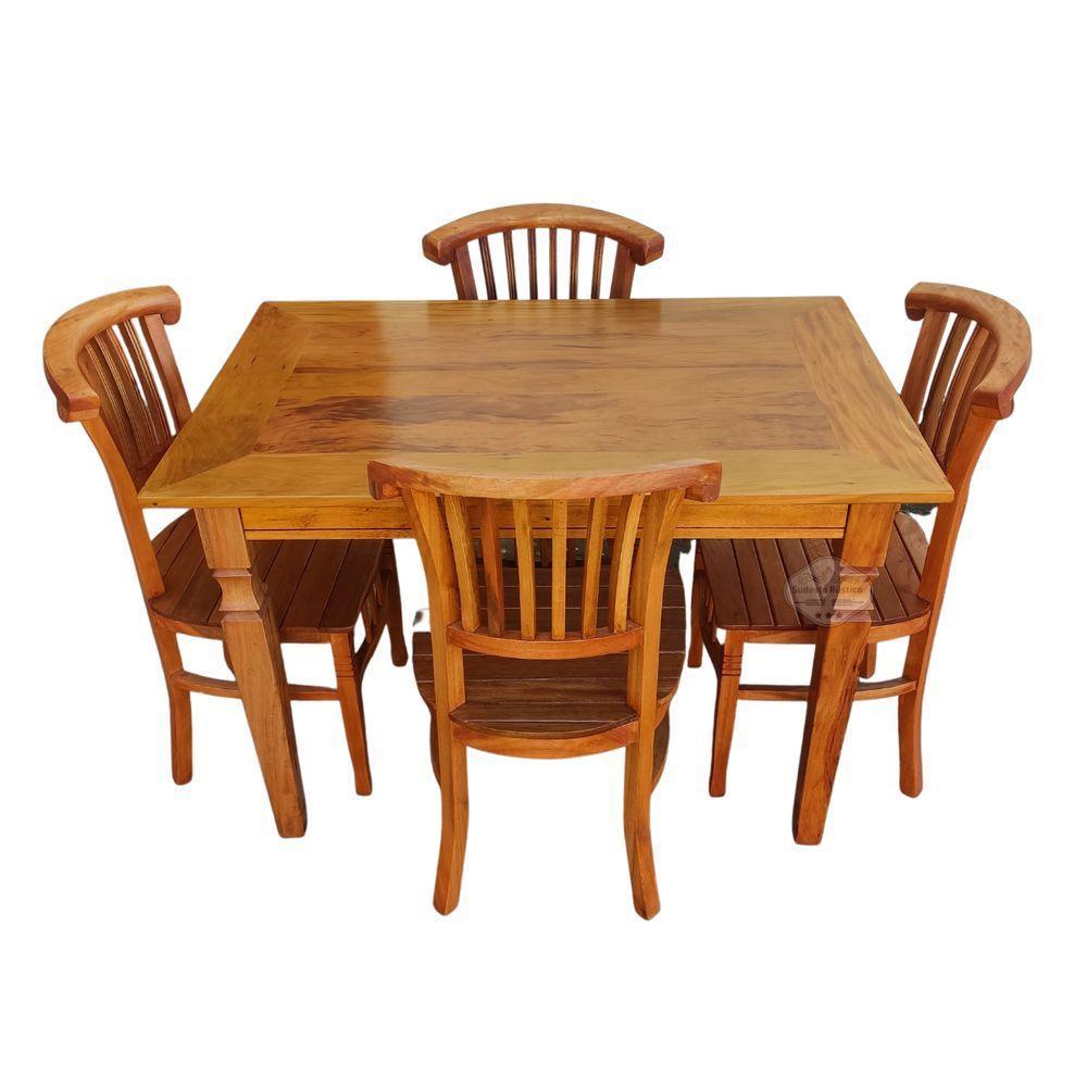 Mesa De Jantar Madeira De Demolição 1,20x 0,80 Com 4 Cadeiras Leque Sudeste Rustico - 1