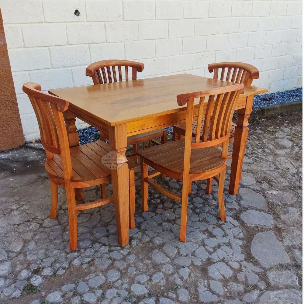Mesa De Jantar Madeira De Demolição 1,20x 0,80 Com 4 Cadeiras Leque Sudeste Rustico - 3