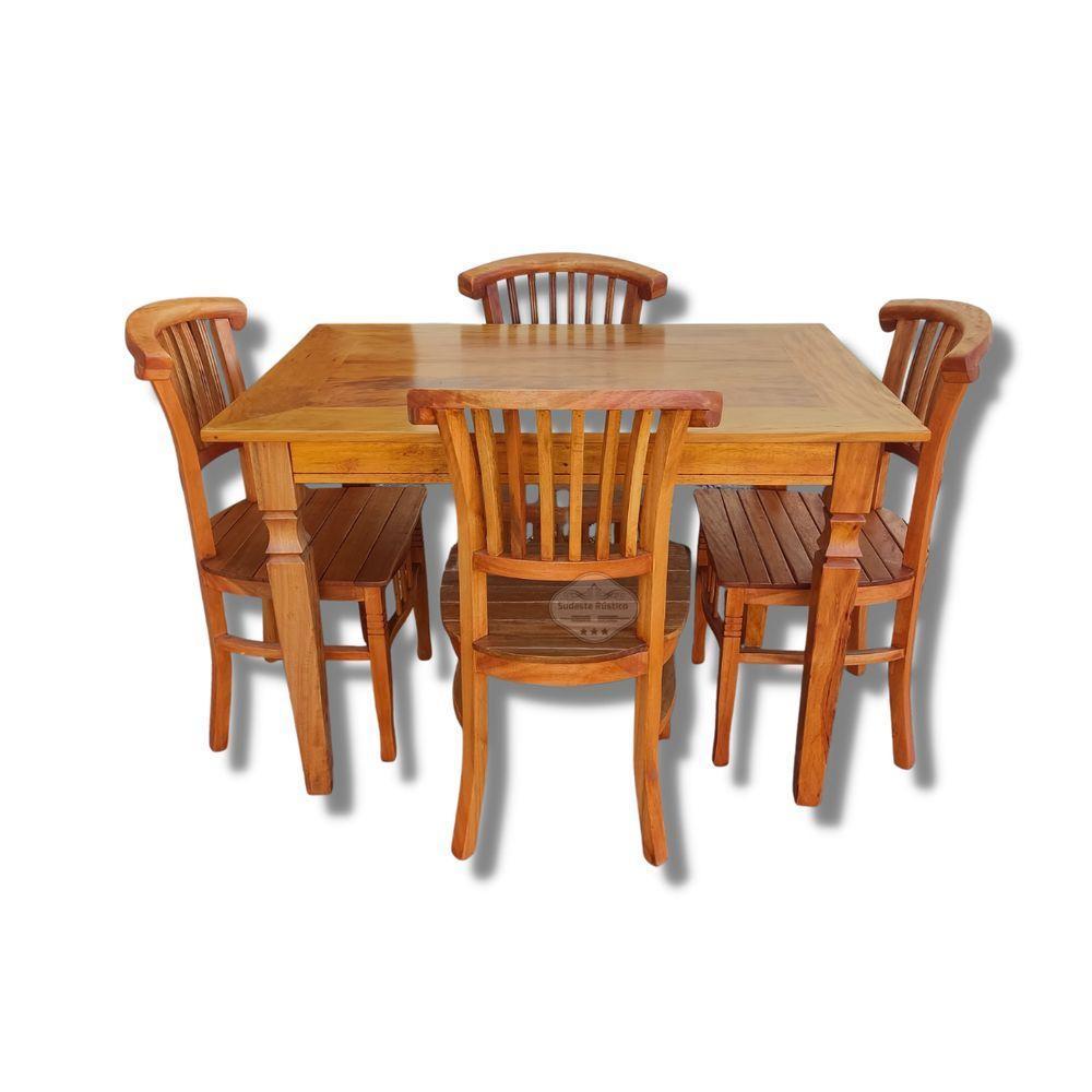 Mesa De Jantar Madeira De Demolição 1,20x 0,80 Com 4 Cadeiras Leque Sudeste Rustico - 5