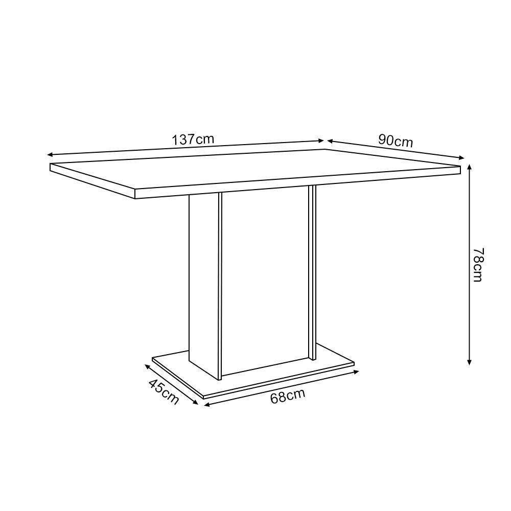 Mesa Jantar Londres Retangular Amêndoa 137X90Cm 6 Cadeiras Estofadas Vermelho Base Cobre - 3