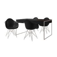 Mesa Jantar Industrial Filadélfia Preta 137X90Cm Com 4 Poltronas Pretas Base Ferro Bran Preto - 7