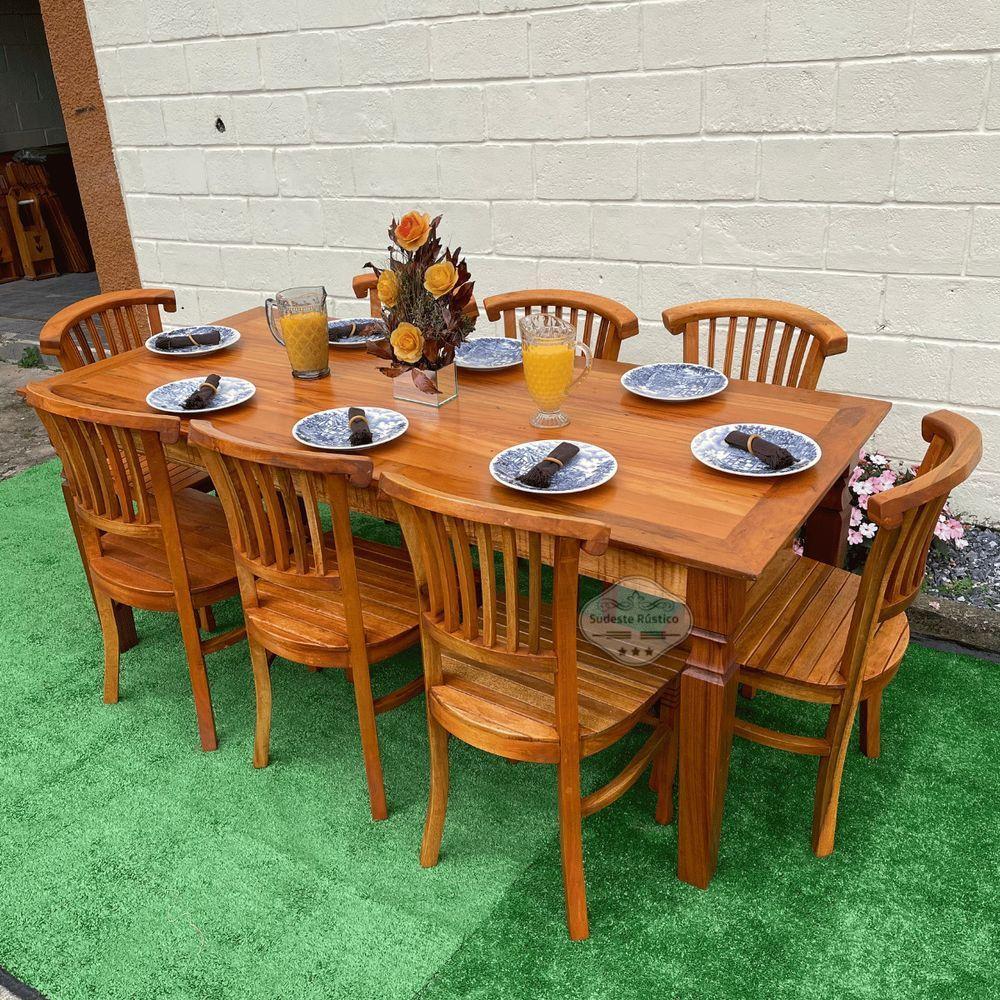 Mesa Madeira De Demolição 2m X 90cm Com 8 Cadeiras Leque Sudeste Rústico - 2
