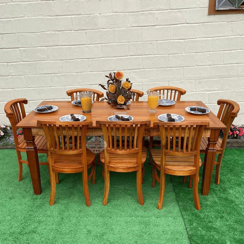 Mesa Madeira De Demolição 2m X 90cm Com 8 Cadeiras Leque Sudeste Rústico - 10