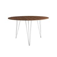 Mesa Jantar Redonda 90Cm Amêndoa Clips 3 Pés Com 4 Poltronas Pretas Ferro Branco Marrom - 5