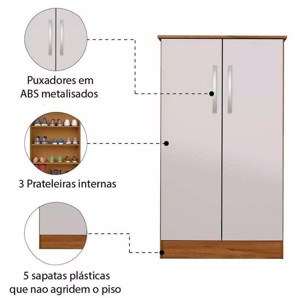 Sapateira Alaska New Com 2 Portas Notável Freijo Com Off White - 3