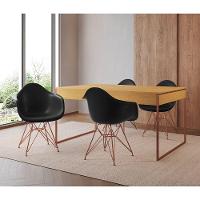 Mesa Jantar Industrial Filadélfia Canela 137X90Cm Com 4 Poltronas Pretas Base Cobre Marrom - 1