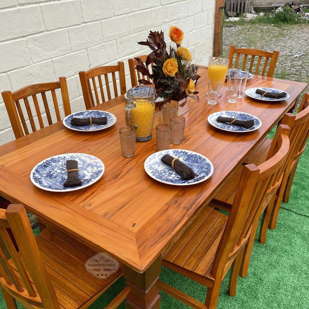 Mesa Madeira De Demolição 2m X 90cm Com 8 Cadeiras Bh Sudeste Rústico - 5