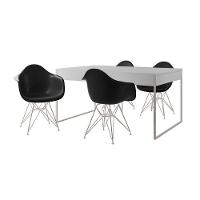 Mesa Jantar Industrial Filadélfia Branca 137X90Cm Com 4 Poltronas Pretas Base Ferro Bra Branco - 5