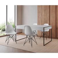 Mesa Jantar Industrial Retangular Filadélfia 137X90Cm Branca Com 4 Cadeiras Brancas Eames Base Ferro - 1