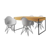 Mesa Jantar Industrial Filadélfia Canela 137X90Cm Com 4 Poltronas Brancas Base Ferro Pr Marrom - 7