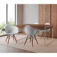 Mesa Jantar Industrial Filadélfia Amêndoa 137X90Cm Base Ferro Branco Com 4 Poltronas Brancas Marrom - 1