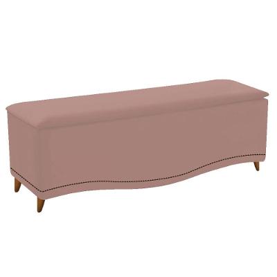 Calçadeira Estofada Yasmim 160 cm Queen Size Suede Rosê