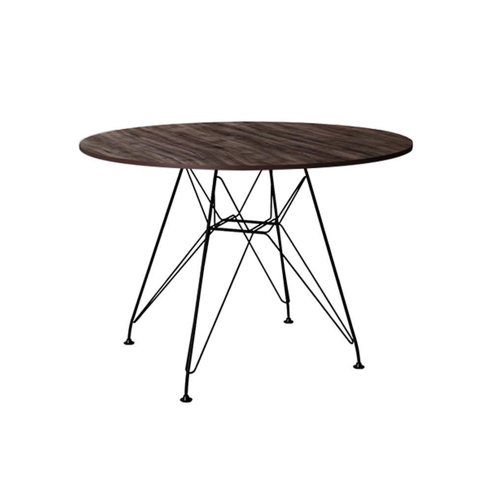 Conjunto Mesa De Jantar Redonda 90Cm Amêndoa Com 4 Poltronas Pretas Ferro Preto Marrom - 5
