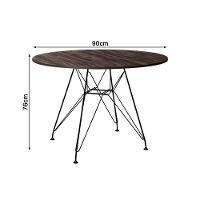 Conjunto Mesa De Jantar Redonda 90Cm Amêndoa Com 4 Poltronas Pretas Ferro Preto Marrom - 3