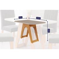 Sala de Jantar Completa Carol C/ Tampo Vidro 130cm + 4 Cadeiras Nature Off White Madeira Nude - 5
