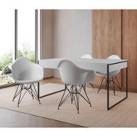 Mesa Jantar Industrial Filadélfia Branca 137X90Cm Com 4 Poltronas Brancas Base Ferro Pr Branco - 1