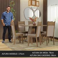 Conjunto Sala De Jantar Mesa Tampo De Madeira 6 Cadeiras Rustic/crema/bege Beverly Madesa Rustic/crema/sintético Bege - 10