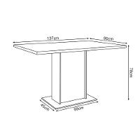 Mesa Jantar Londres Retangular Amêndoa 137X90 Base Preta 6 Cadeiras Estofadas Verde Base Cobre - 3