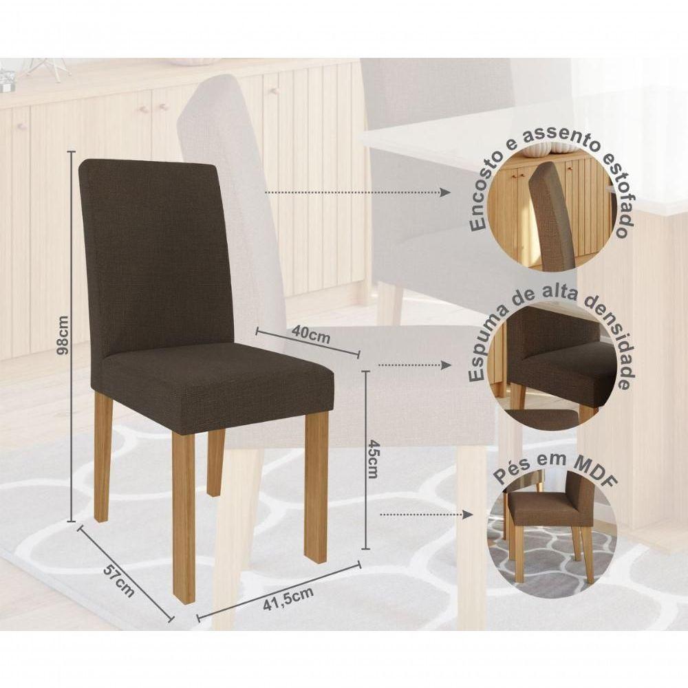 Conjunto Sala De Jantar Sophia 95x95 Tampo Mdf/vidro 4 Cadeiras Maia Cimol Nature/offwhite/mascavo - 3