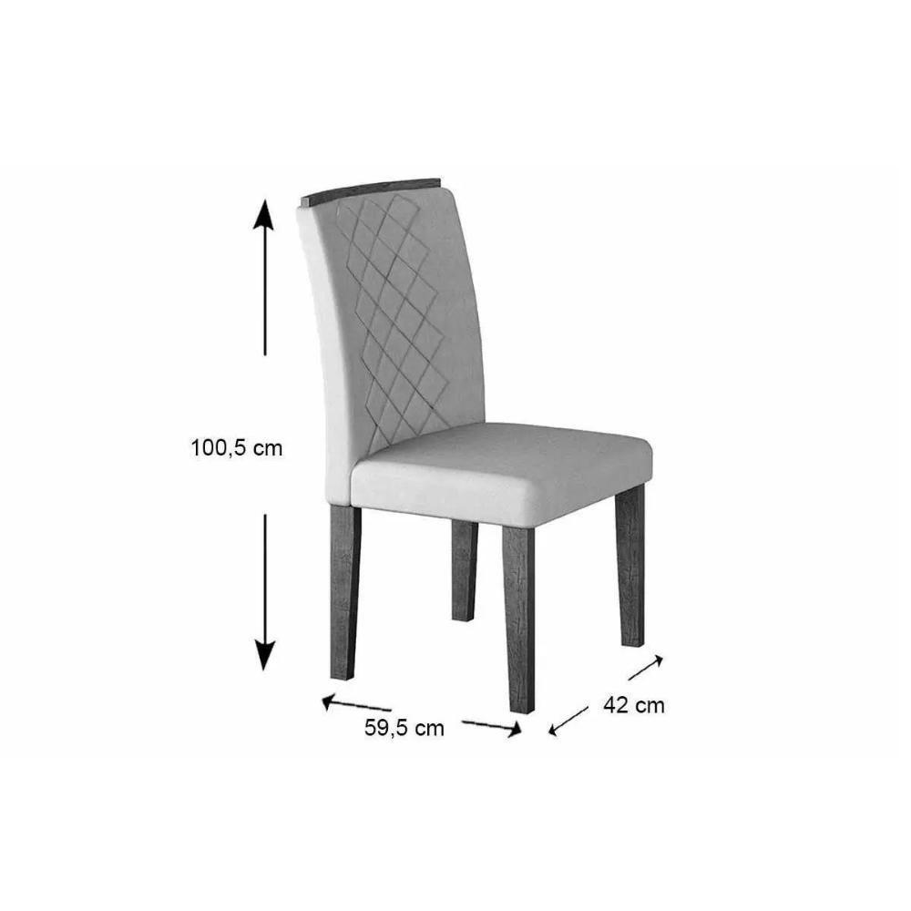 Conjunto: Mesa Sala Jantar Jade c/ Tampo Madeirado c/ Vidro Canto Reto 180cm + 6 Cadeiras Jade Imbuia/OW/Creme - Rufato - 5