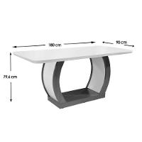 Conjunto: Mesa Sala Jantar Jade c/ Tampo Madeirado c/ Vidro Canto Reto 180cm + 6 Cadeiras Jade Imbuia/OW/Creme - Rufato