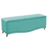 Calçadeira Estofada Yasmim 140cm Casal Suede Azul Tiffany - 1