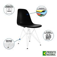 Mesa Industrial Base Ferro Branco 137X90 Tampo Amêndoa 4 Cadeiras Eiffel Ferro Branco Assento Preto - 7