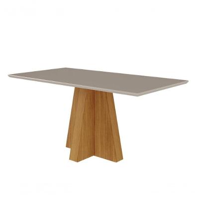 Conjunto Sala De Jantar 160x80 Tampo Mdf/vidro 6 Cadeiras Nature/offwhite/nude Nature/offwhite/nude