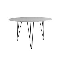 Mesa Jantar Redonda 110Cm Branca Clips 3 Pés Com 5 Cadeiras Eames Eiffel Brancas Ferro Preto - 5