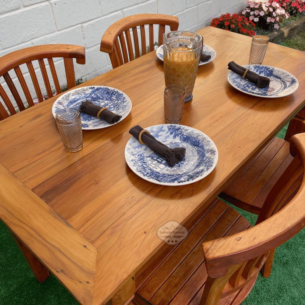 Mesa Madeira De Demolição 140cm X 70cm Com 4 Cadeiras Leque Sudeste Rústico - 6