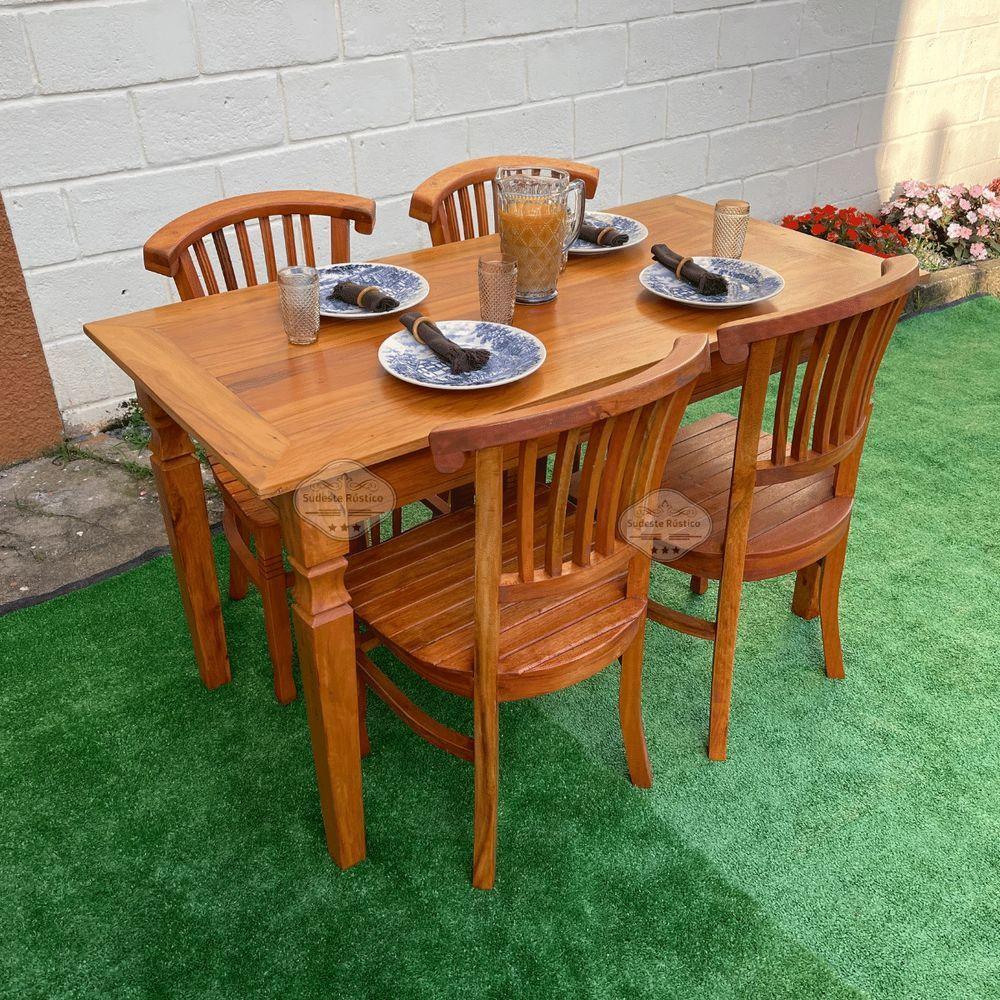 Mesa Madeira De Demolição 140cm X 70cm Com 4 Cadeiras Leque Sudeste Rústico - 8