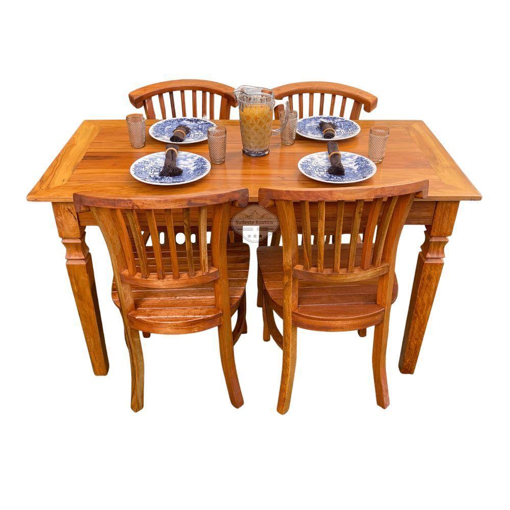 Mesa Madeira De Demolição 140cm X 70cm Com 4 Cadeiras Leque Sudeste Rústico - 10