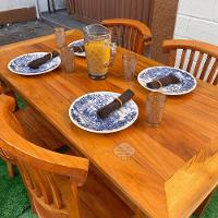 Mesa Madeira De Demolição 140cm X 70cm Com 4 Cadeiras Leque Sudeste Rústico - 7