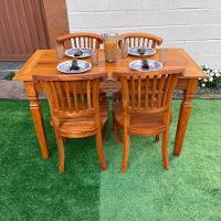 Mesa Madeira De Demolição 140cm X 70cm Com 4 Cadeiras Leque Sudeste Rústico - 9